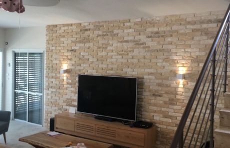 בריקים מחוספסים - חיפוי קיר סלון